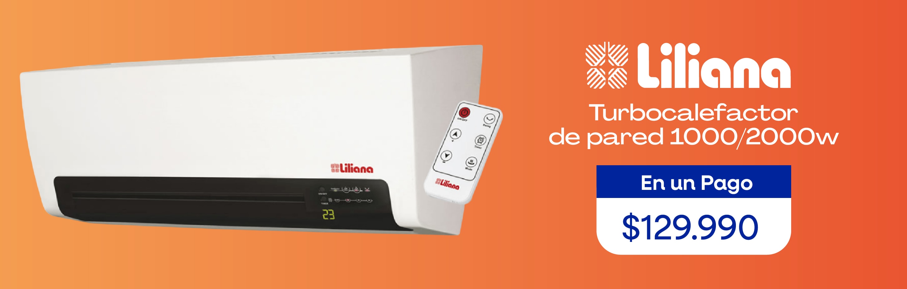 Liliana Turbocalefactor de pared 1000/2000w En un Pago $129.990